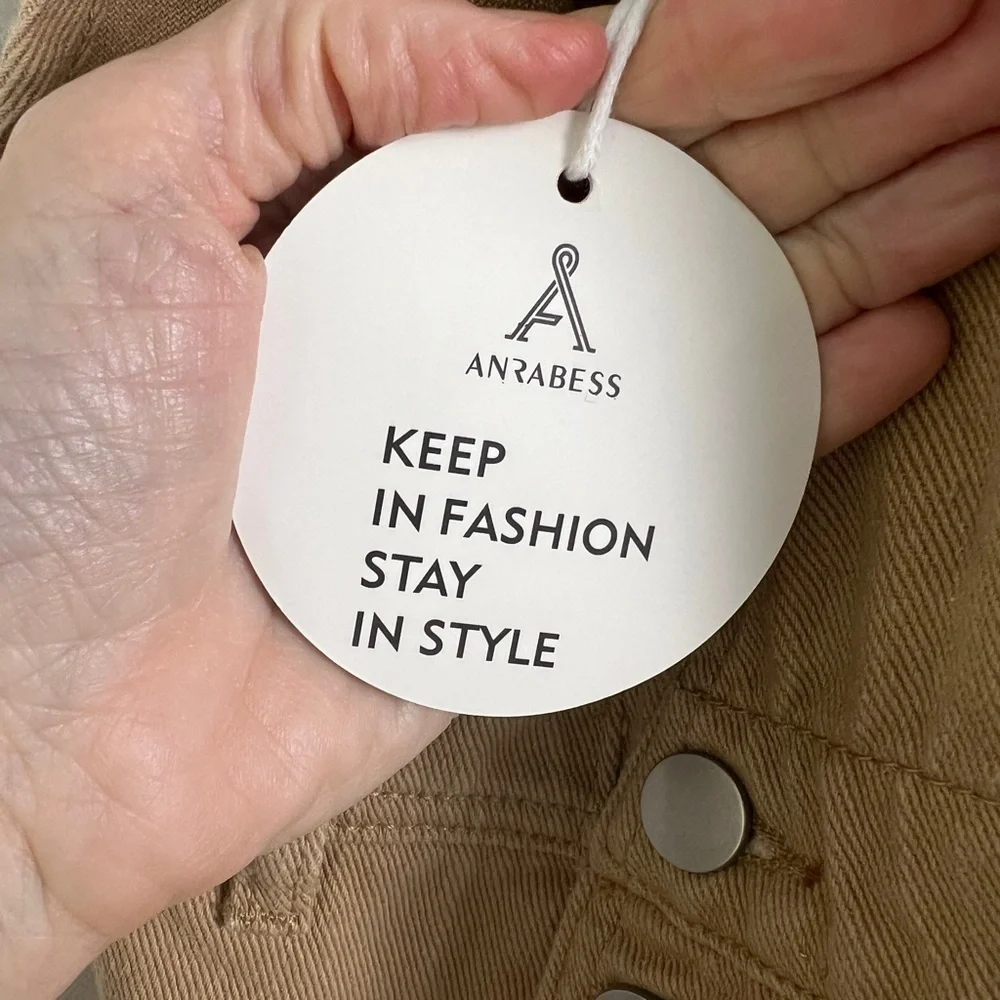 NEW Anrabess Small 4/6 Khaki Cross Back Design Denim Overalls - Picture 11 of 14